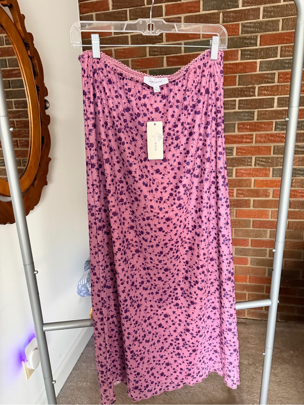 Mauve/Purple Floral Print Maxi Skirt